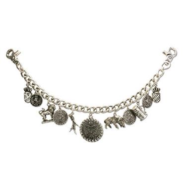 Imagem de Alpenflüstern Fantasia tradicional bávara Charivari Otto, bijuteria masculina, colar com pingente de troféu alemão para calças de couro (cor prata antiga)