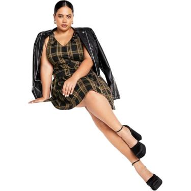 Imagem de City Chic Women's Apparel Vestido feminino City Chic Plus Size Miss Molly, Xadrez caramelo, 46