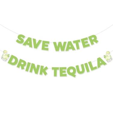 Imagem de Sursurprise Save Water Drink Tequila Banner, Tacos and Tequila Theme Sign for Cinco De Mayo Birthday Bachelorette Bridal Shower Decor, Festa Mexicana Fiesta Tequila Bar Decorações Suprimentos