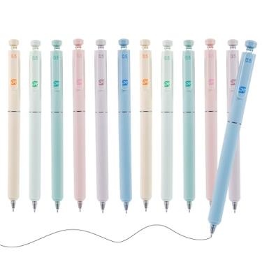 Imagem de Canetas de gel 0,5 mm, acessórios de mesa de escritório, material escolar de enfermeira, 12 canetas estéticas de ponta fina, lindas canetas de tinta preta, artigos de papelaria de escrita suave, itens