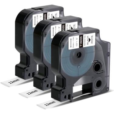 Imagem de Topcolor Pacote com 3 etiquetas termorretráteis industriais de substituição para Dymo 18055 12 mm preto sobre branco fita adesiva industrial para Rhino 3000 4200 5000 5200 6000 etiquetadora, 1/5.1 cm