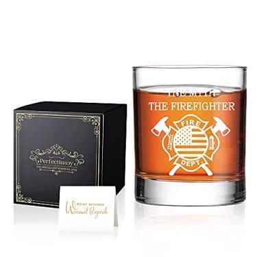 Imagem de Perfectinsoy The Man The Myth The Firefighter Whiskey Glass with Gift Box, Firefighter Gifts, Fireman Retirement Gifts, Fireman Graduation, Fathers Day Gift for Fire Fighter …
