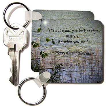 Imagem de 3dRose Chaveiro Thoreau Quote a Lake Scene Photo com citação Thoreau, conjunto de 2 (kc_127862_1)