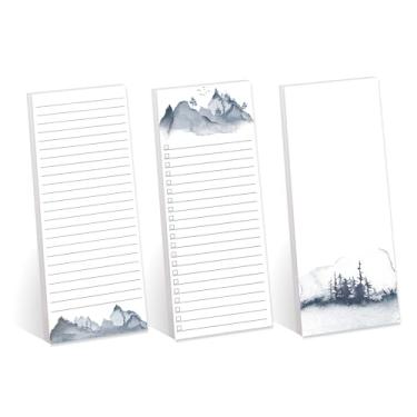 Imagem de Aquarela Mountain Range Sticky Note Sortimento/Conjunto de 3 Blocos de Notas de Paisagem Azul/Rastreadores de Tarefas Diárias de 7,6 cm x 20,3 cm / 50 Folhas por bloco/Feito nos EUA