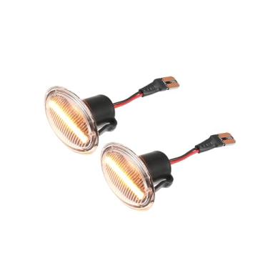 Imagem de Motoforti 1 par de luzes de sinalização lateral LED para Fiat 500 2 portas 2007-2019 68259985AA ABS metal preto transparente de longa duração