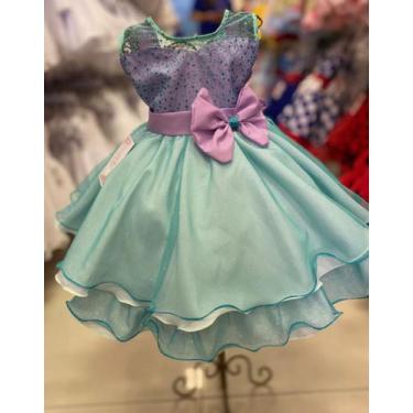 Imagem de Vestido Infantil Luxo de Festa Aniversário Fantasia Princesa Sereia Ar