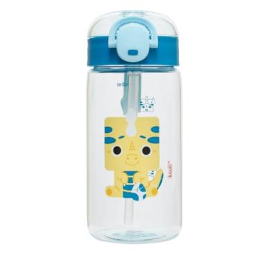 Imagem de Garrafa Infantil Tritan Com Canudo Silicone Antivazamento Escolar (Azul Dino Ino)