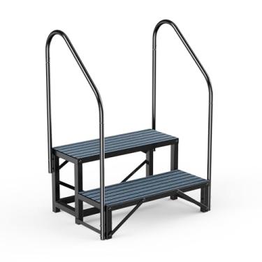 Imagem de Degraus de spa RV Steps com corrimão - degraus de banheira de hidromassagem de 2 degraus degraus escada de casa móvel para trailer de 5ª roda, trailer, banheira de hidromassagem, piscina, varanda com