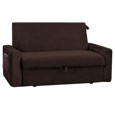 Imagem de Sofá Cama Daiane com Baú 2 Lugares 140cm Cor Marrom