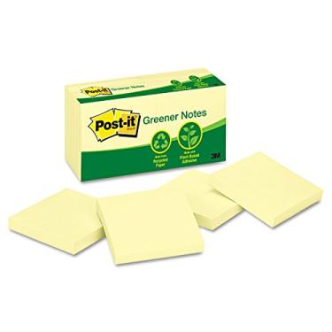 Imagem de 3M 654RPYW Post-It Green Notes, 3 x 3, 100 Sheets/Pad, Canary Yellow, 12/Pack