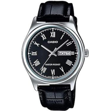 Imagem de Casio Relógio analógico masculino de couro MTP-V006L-1BUDF MTP-V006L-1BUDF, aço inoxidável, casual