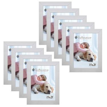Imagem de Kit 9 Molduras Porta Retrato 15X21 Branco - Santamaria Molduras