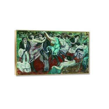 Imagem de JZSDGB Moldura dourada - arte de parede famosa em tela - Boris Dmitrievich Grigoriev Reproduções de pintura a óleo Giclee Impressão em tela - Pôster "Café" Impressão de imagens de paisagem para