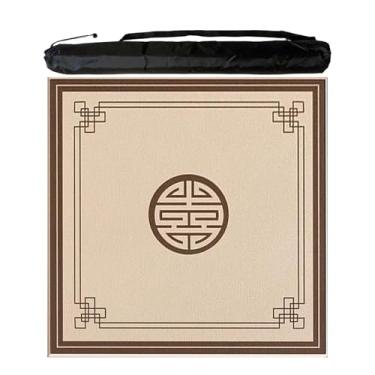 Imagem de MAT MAHJONG SQUERSO, Tampa De Mesa De Redução De Ruído Anti -deslizamento Com Bolsa De Transporte, Toalha De Mesa Grossa Para Jogos De Azulejos Para Cartas De Pôquer De Festas Familiares(Beige 1,120 c