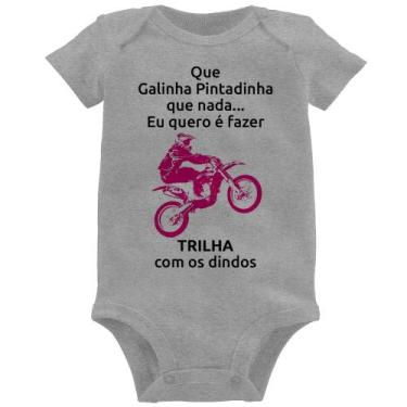 Imagem de Body Bebê Trilha com os dindos (moto rosa) - Foca na Moda, Cinza, M