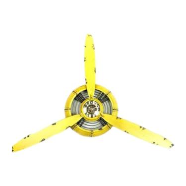 Imagem de Wswqop Relógio de decoração de parede de hélice do avião para sala de estar para sala de estar, Amarelo