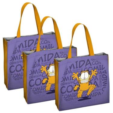 Imagem de Kit 3 Uni Bolsa Sacola Retornável Oficial Garfield - Semax