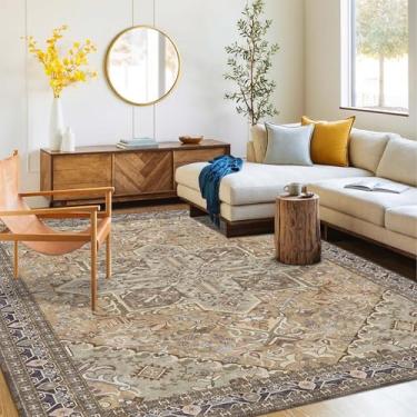 Imagem de Tapete lavável 15 x 23 | Tapete antiderrapante para sala de estar, quartos, sala de jantar | Área de carpete de flanela ultramacia com suporte de borracha (marrom oliva, 15 x 23 cm)