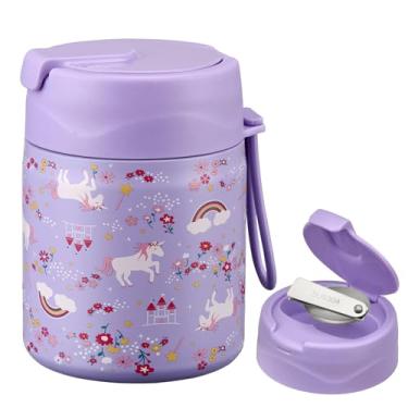 Imagem de Garrafa térmica de sopa de 500 ml para crianças com comida quente, pote de comida isolada com colher, lancheira térmica para comida quente, lancheira de aço inoxidável à prova de vazamento de boca