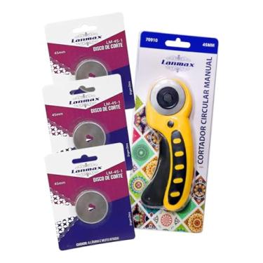 Imagem de Cortador Rotativo Circular 45mm + 3 Lâminas Extra – Precisão e Conforto para seus Projetos
