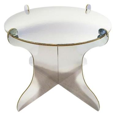 Imagem de Boleira media desmontavel prateada para festas e decoracoes - Silver F