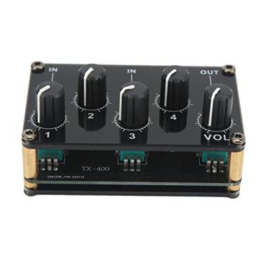 Imagem de GRCFUMO Mixer de áudio, Mixer de áudio de 4 canais, Mixer de áudio estéreo portátil, Mixer de áudio passivo 4 entradas 1 saída Mini console de placa de som para áudio