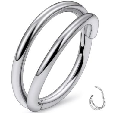 Imagem de Uzgtvy 20G 18G 16G Anéis de nariz de titânio argolas G23 anéis de nariz articulados septo clicker helix daith torre cartilagem tragus brincos segmento anel lábio piercing joias para mulheres homens 8