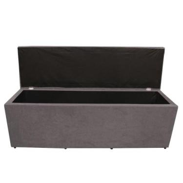 Imagem de Calçadeira Baú Paris Queen 160 cm Botão Strass Suede Prata Do Lar Móve