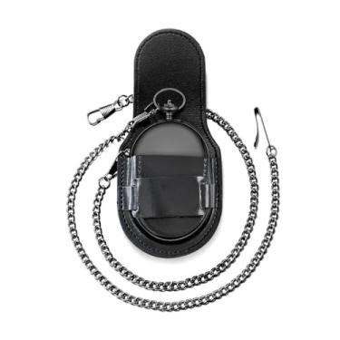 Imagem de BOSHIYA Relógios de bolso masculinos de quartzo suave, clássico, árabe, digital, luminoso, mostrador e data, relógio de bolso com corrente, presentes de aniversário de formatura de Natal, Preto liso +