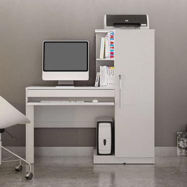 Imagem de Escrivaninha p/ computador valdemoveis office com armario 01PORTA branco fosco