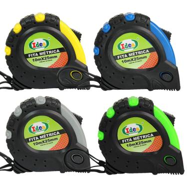 Imagem de Kit Trena Métrica 10 Metros Fita 25mm Com Trava 4 Unidades