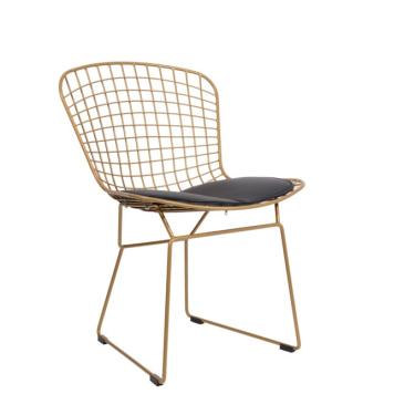 Imagem de Cadeira Bertoia Dourada - Almofada Preta