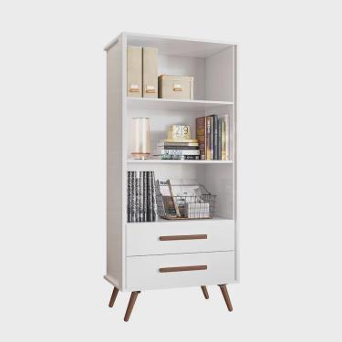 Imagem de Livreiro 2 Gavetas Retro Branco - Qmovi
