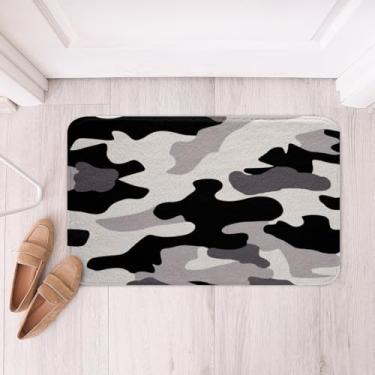 Imagem de Tapete de área camuflada para meninos Tapete de banho infantil masculino camuflagem Tapete de banho para meninas crianças decoração colorida tapete de banheiro cinza preto branco macio tapete para banheira sala de estar cozinha decoração de quarto militar 40,64 x 60,96 cm