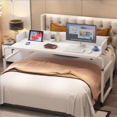 Imagem de Mesa de cama ajustável, mesa para laptop, mesa de trabalho com rodinhas – mesa de computador multiuso de altura e largura para uso doméstico ou no escritório