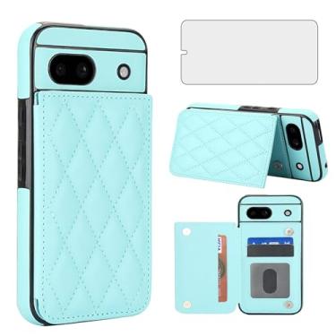 Imagem de Asuwish Capa de telefone para Google Pixel 8A capa carteira com protetor de tela de vidro temperado e suporte de cartão de crédito RFID de couro com compartimento para suporte, acessórios robustos