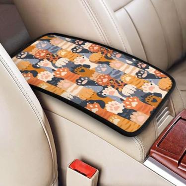 Imagem de DORKEIXIA Cute Cat Paw Cat Paws Kitty Kitten Kitties Feline Auto Center Console Apoio de braço Capa universal para console central de carro Capa de assento para Sedan, Van, SUV, caminhão carro