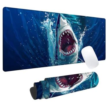 Imagem de Tapete de mouse para jogos Shark Attack, tapete de mesa de escritório, base de borracha antiderrapante, tapetes de mouse estéticos legais para computador, laptop, teclado, escola, casa, mesa, jogador