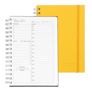 Imagem de PATIKIL Agenda diária sem data com agenda de hora em hora, A5 14 cm x 21,6 cm lista de tarefas, capa dura, agenda de agendas em espiral com bolso interno para organizar agendas de tarefas diárias