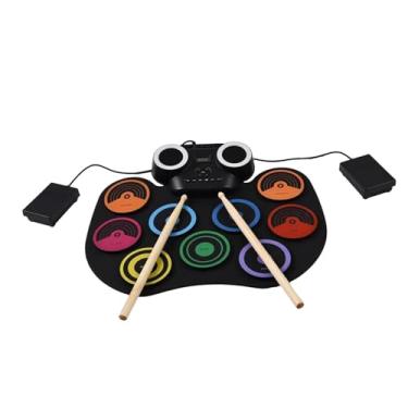 Imagem de YIJU Drum de bateria elétrica Conjunto de tambor com bateria multiuse 9 blocos de silicone para crianças e meninas iniciantes presentes