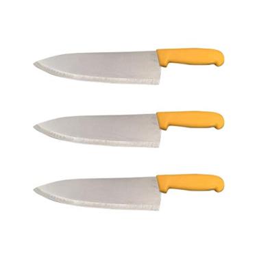 Imagem de Cozzini Cutlery Imports Faca de cozinheiro de 25,4 cm, escolha sua cor, talheres de cozinha comercial afiados - facas de cozinheiro (pacote com 3 - amarelo)