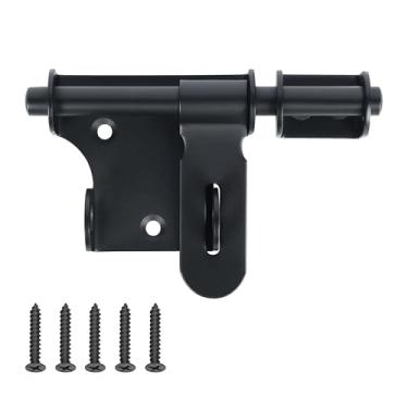 Imagem de Alise Trava de porta deslizante de 10 cm, fechadura de porta com orifício de cadeado, parafusos de barril de aço inoxidável resistente, trava de segurança para cerca de madeira, cerca externa, porta