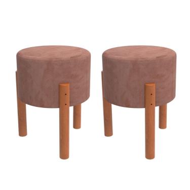 Imagem de Kit 2 Banquinho Redondo Estofado Reforçado Banqueta Puff