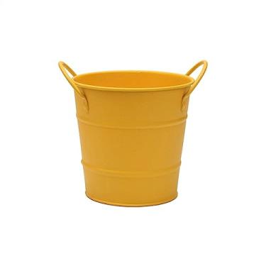 Imagem de Balde de Gelo Balde de gelo de aço inoxidável 600ml, balde de lanche, mini balde de armazenamento, lata de lixo de mesa Refrigerador de Vinho(Yellow)