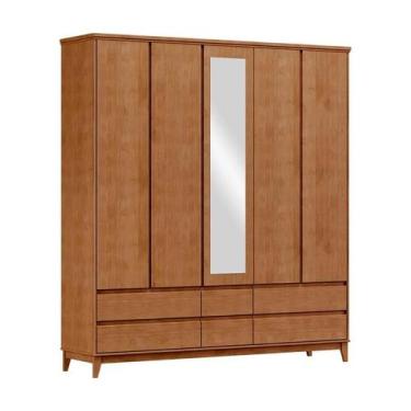 Imagem de Guarda Roupa 5 Portas 6 Gavetas Prata Freijó - FN - Finestra