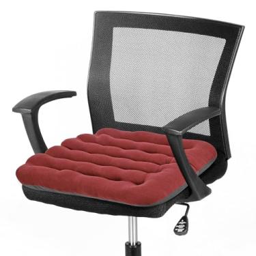 Imagem de BUYUE Almofada acolchoada para cadeira de escritório de bom suporte, veludo macio, confortável, antiderrapante para cadeira de mesa de computador (1 unidade, vermelha)