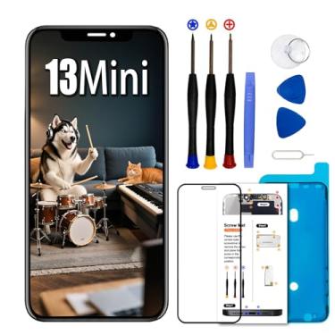 Imagem de Para iPhone 13 Mini tela de substituição de 5,4 polegadas, tela LCD sensível ao toque digitalizador com conjunto de ferramentas de reparo, compatível com modelos A2481, A2626, A2628, A2629, A2630