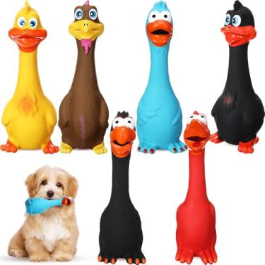 Imagem de Suilung Pacote com 6 brinquedos de látex para cães que rangem de 19 a 20 cm, borracha macia, brinquedo para mastigar, animal gritando, pato em pé para filhotes, pequeno, médio, animal de estimação