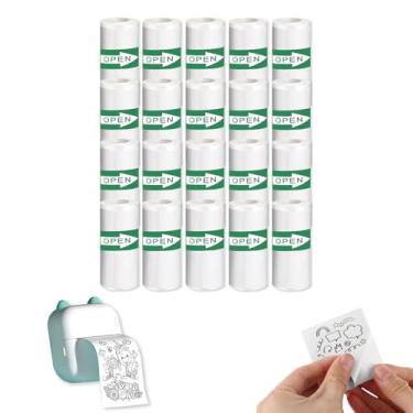 Imagem de Papel adesivo térmico com 20 rolos, papel autoadesivo FLENVO para fotos, notas e etiquetas, papel térmico adesivo branco para impressoras Bluetooth de bolso, 5,7 x 2,5 cm