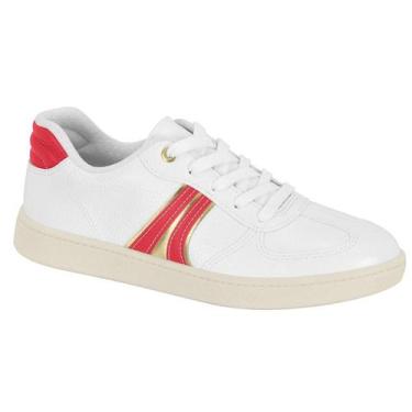 Imagem de Tênis Feminino Casual Moda Beira Rio - Branco/Vermelho, 36